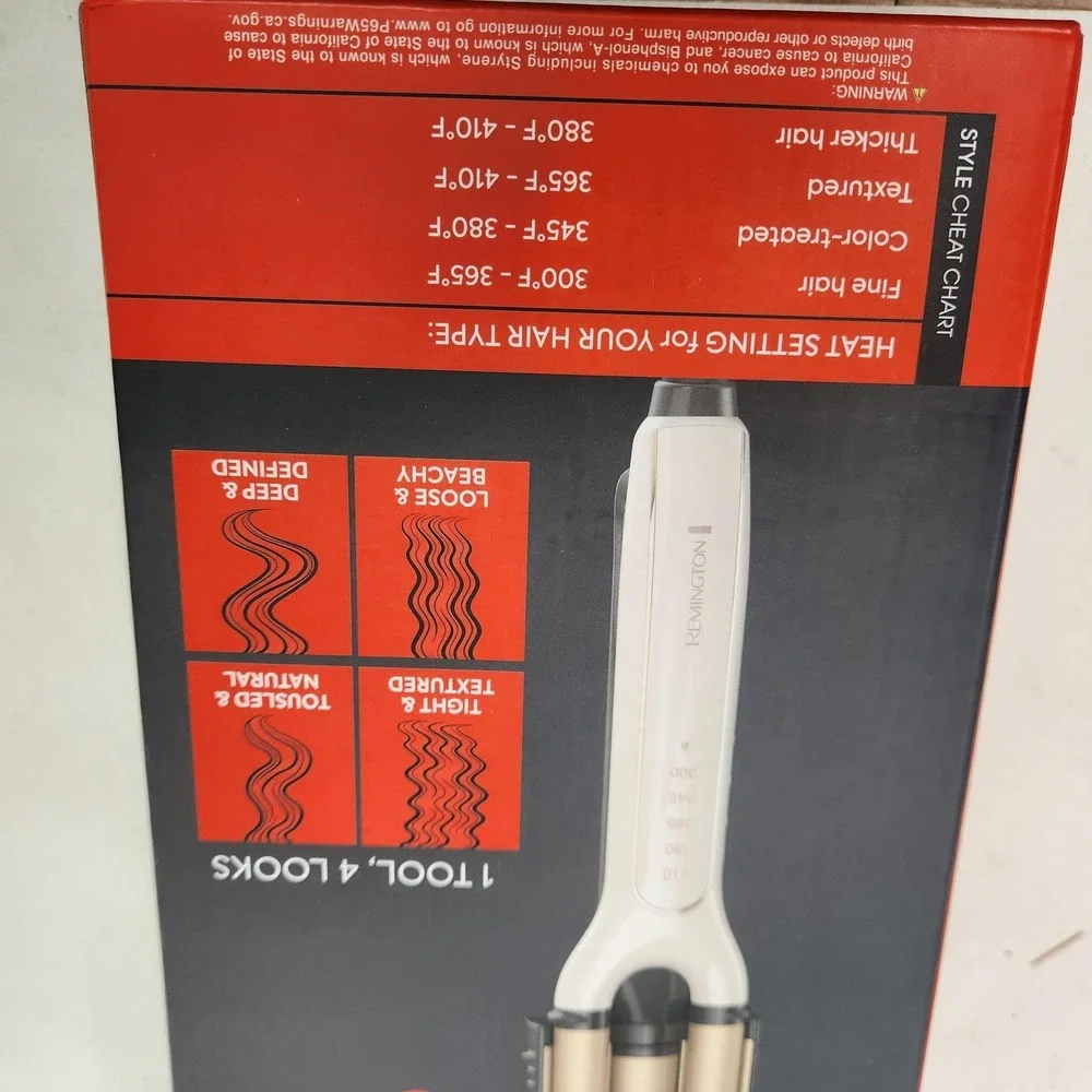 Remington 4-in-1 Adjustable Waver Ceramic Hair Styling Tool 410°F White 5 Heat